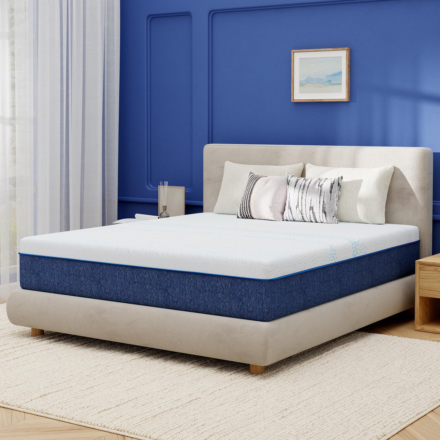 EGOHOME 12 Inch Queen Mattress, Gel Memory Foam with Charcoal, Fiberglass Free, CertiPUR-US Certified, Temperature-Regulating, Machine Washable Cover, 80" x 60" x 12", Medium
