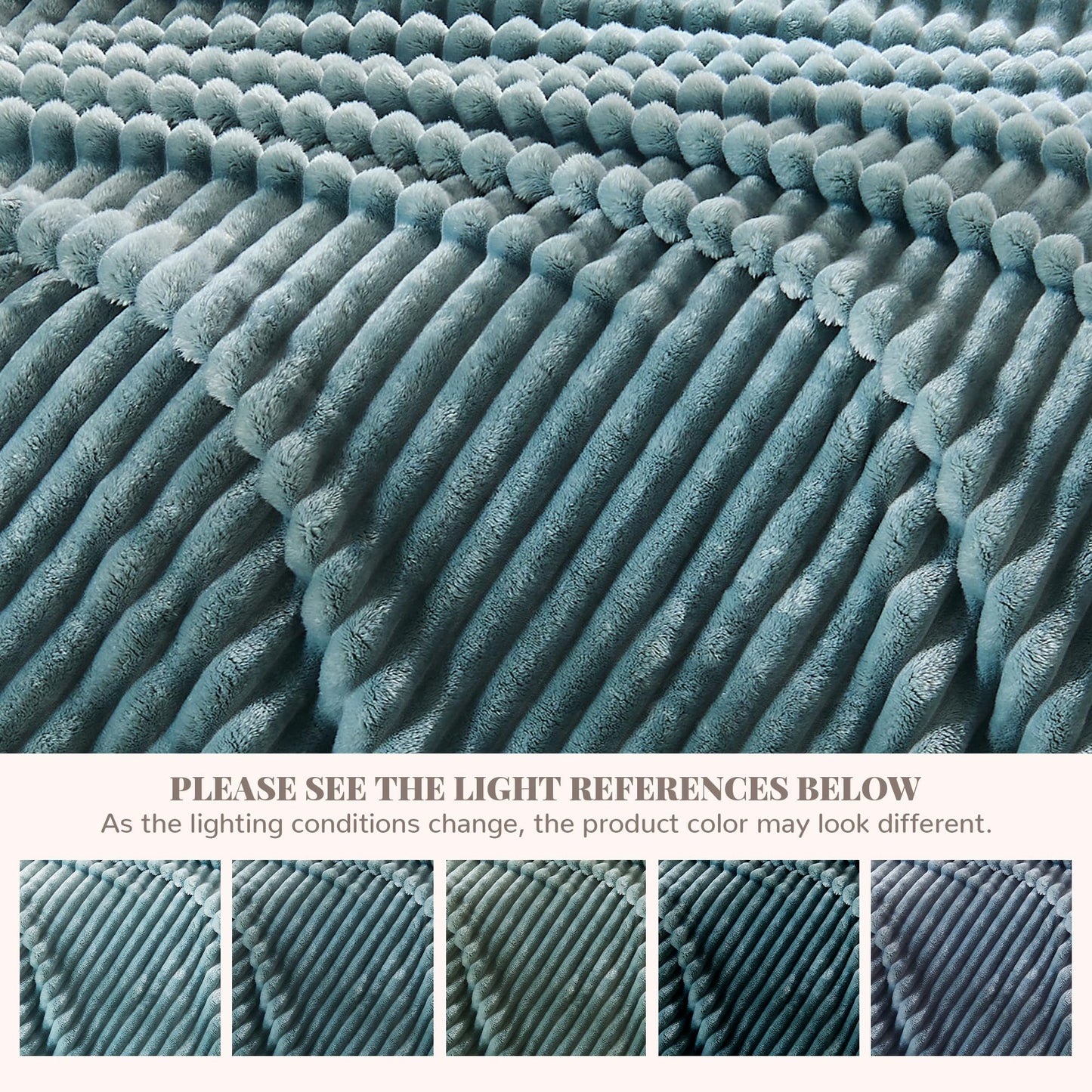 SUPRYNEX Dusty Blue Striped Throw Blanket, 330GSM Soft Plush Fleece Blanket for Couch Sofa Travel, Decorative Cozy Giftable Home Blanket, 50x70 Inches
