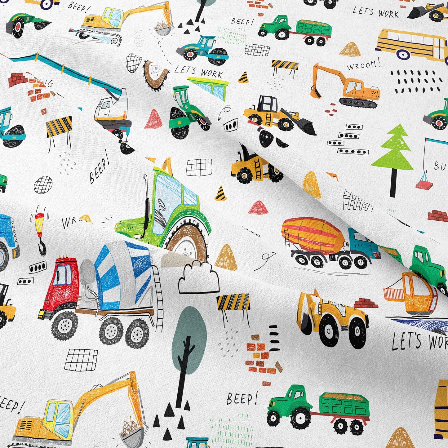 Peopleareok Construction Comforter Set Twin (68x86 Inch), 2 Pieces Construction Excavator Tractor Bedding Sets for Boys Toddler Children, Super Soft Microfiber Comforter with 1 Pillowcase
