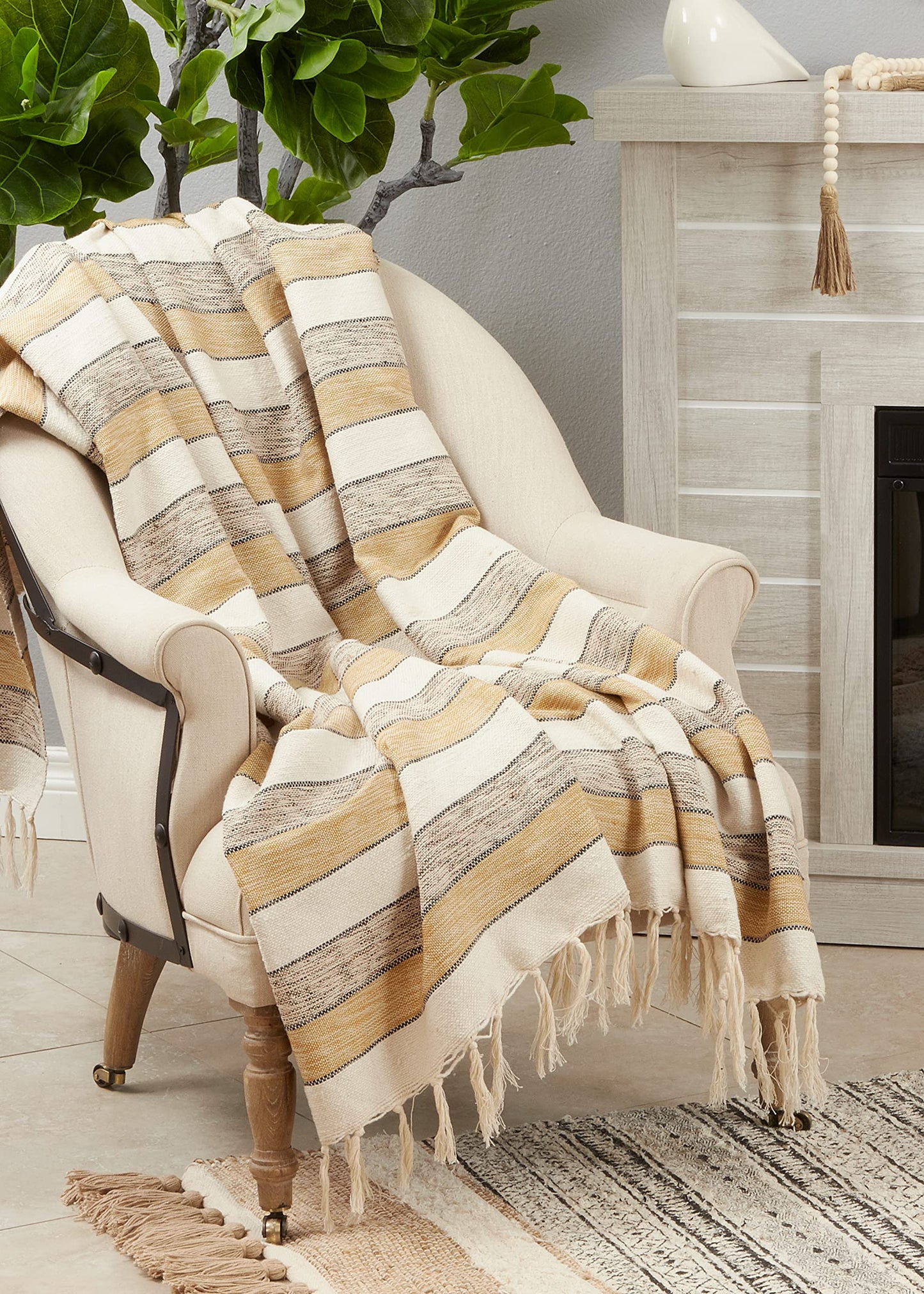 SARO LIFESTYLE Striped Design Throw Blanket