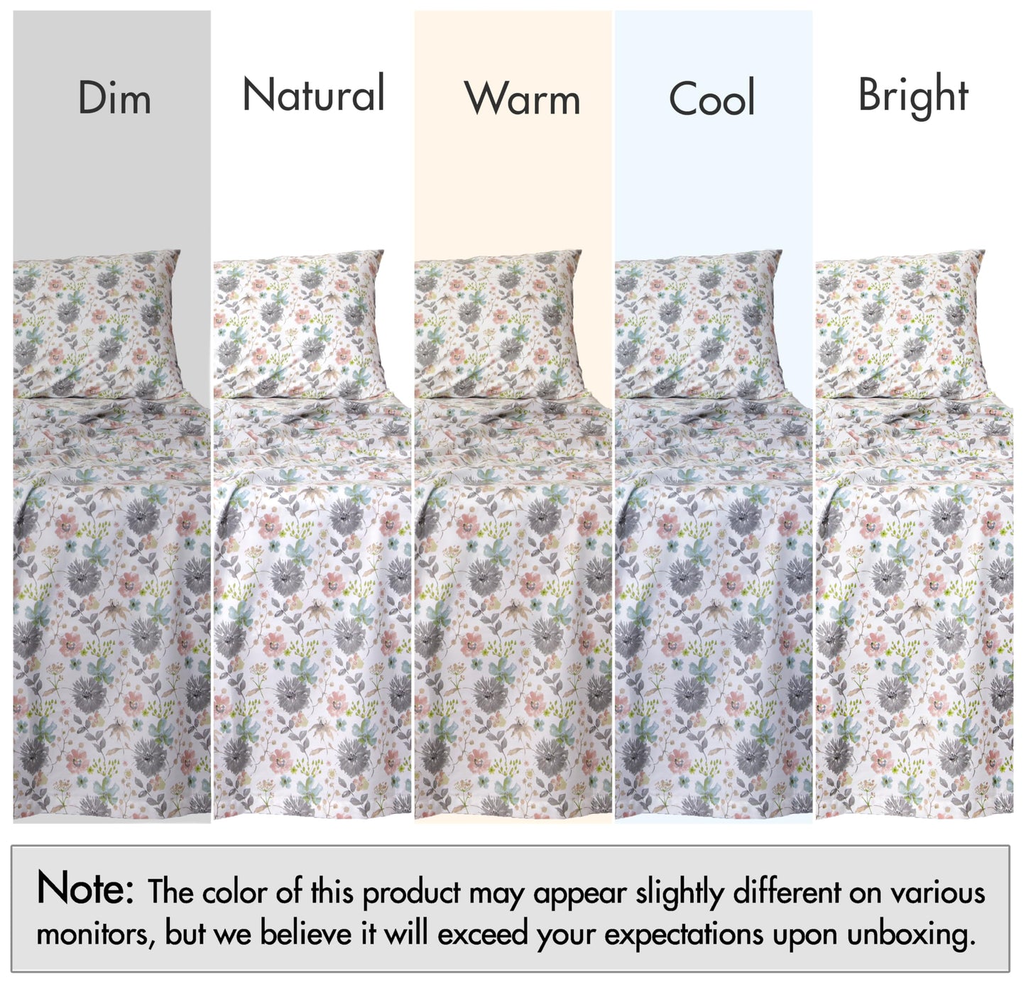 RUVANTI 100% Cotton Percale Sheets Queen Size – Crisp Cooling Bed Sheets for Hot Sleepers, Deep Pocket 16”, Soft Breathable & Durable Hotel-Style 4 Piece Set, Dandelion Field