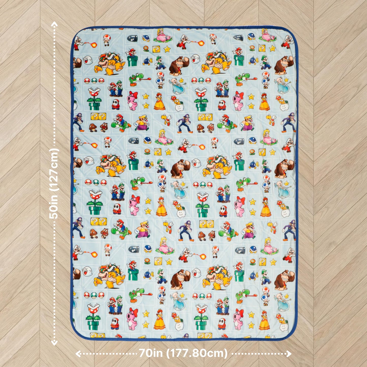 Super Mario Gaming Cooling Throw Blanket, 50 x 70 Inch Versatile Lightweight All-Season Throw, Soft Breathable Cooling Fabric for Couch, Bed & Sofa (Officially Licensed Product) by Franco Calm