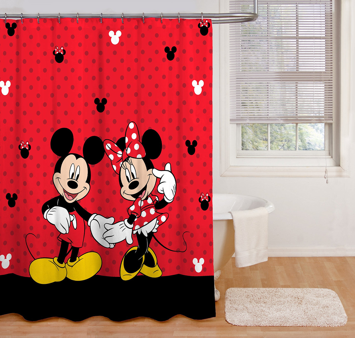 Jay Franco Shower Curtains Disney Mickey Mouse and Minnie Mouse 70" x 72" Fabric Shower Curtain