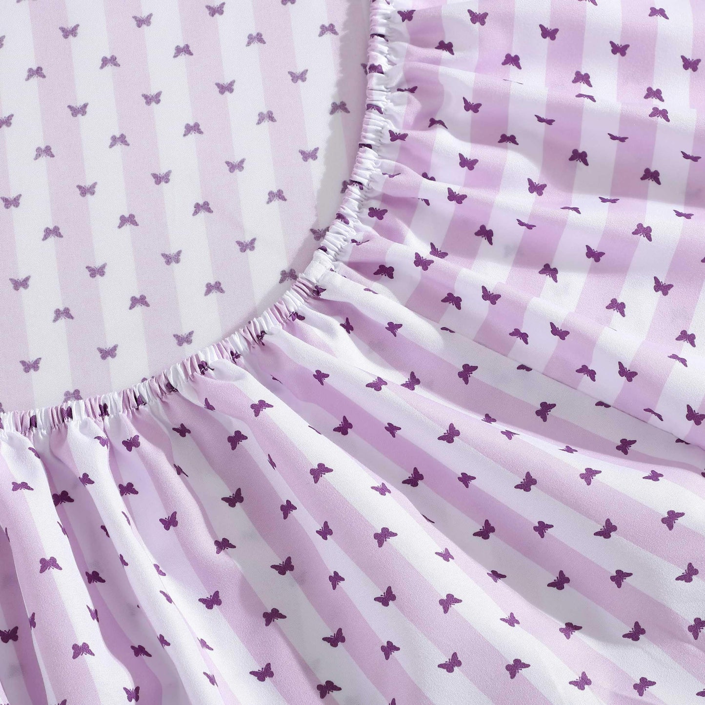 Betsey Johnson - Queen Bed Sheets, Soft & Lightweight Bedding, Fade & Wrinkle Resistant, Chic Room Essentials (Butterfly Stripe Purple, Queen)