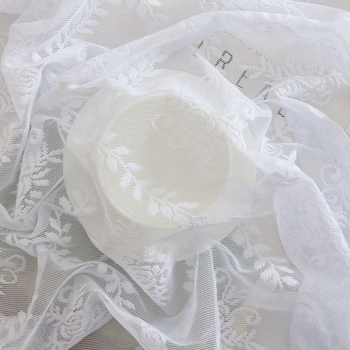 HLC.ME Isabella Floral Rod Pocket Lace Semi Sheer Voile Short Cafe Tiers for Small Windows - 28 x 36 Inch Length (White Tiers, Set of 2)
