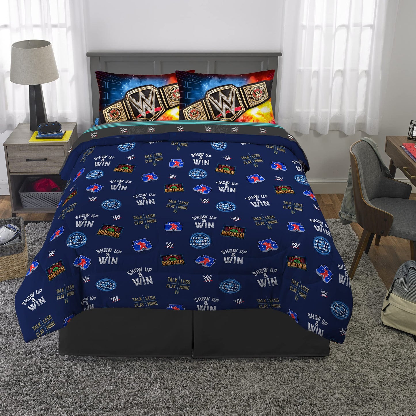 Franco Kids Bedding Super Soft Comforter and Sheet Set, 5 Piece Full Size, WWE
