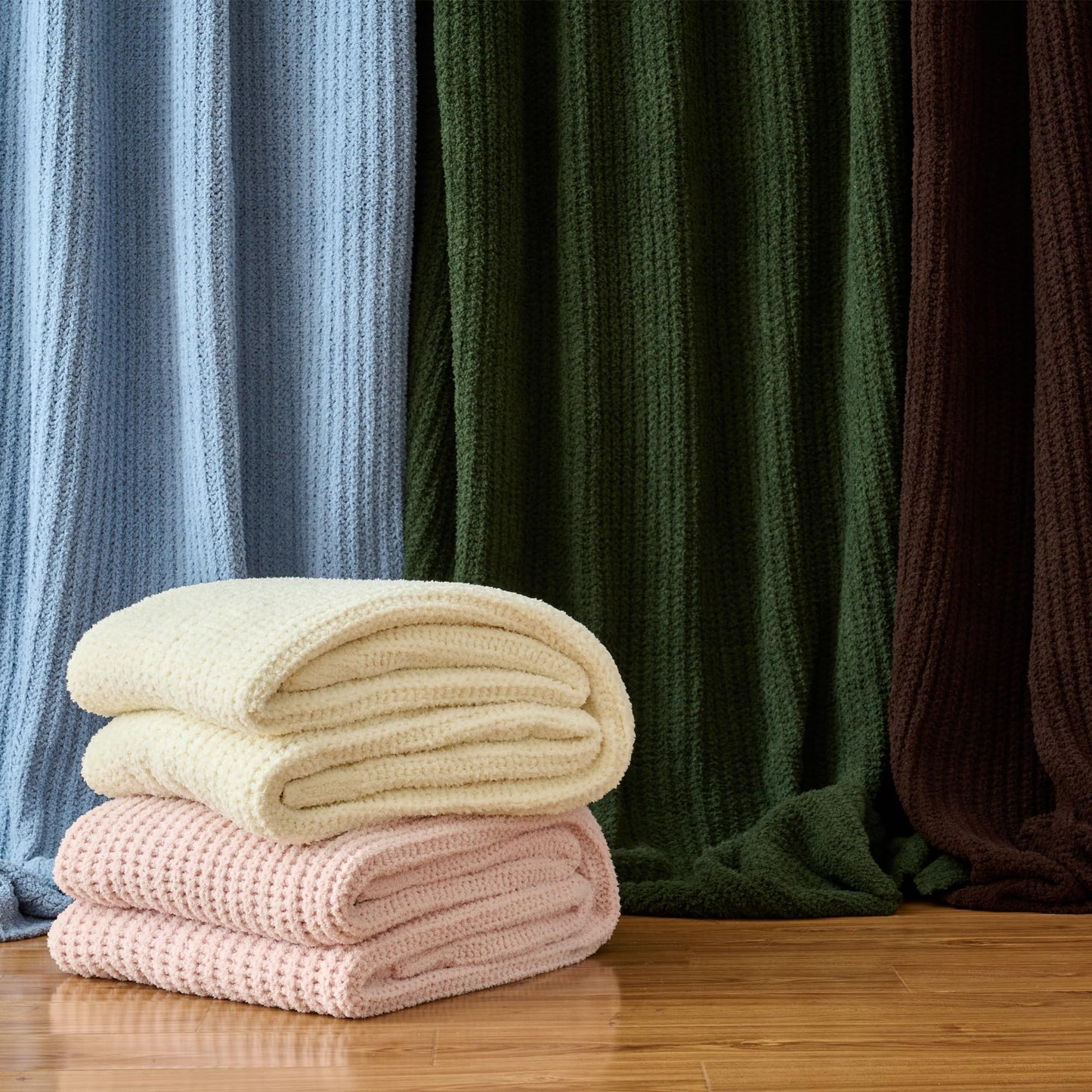 LONG CREATE Striped Throw Blanket for Couch 50"X60", Light Pink Microfiber Knitted Throws 550GSM Super Soft Warm Fuzzy Fluffy Plush Knit Blankets for Bed, Cozy Sofa Chair Living Room Home Decor
