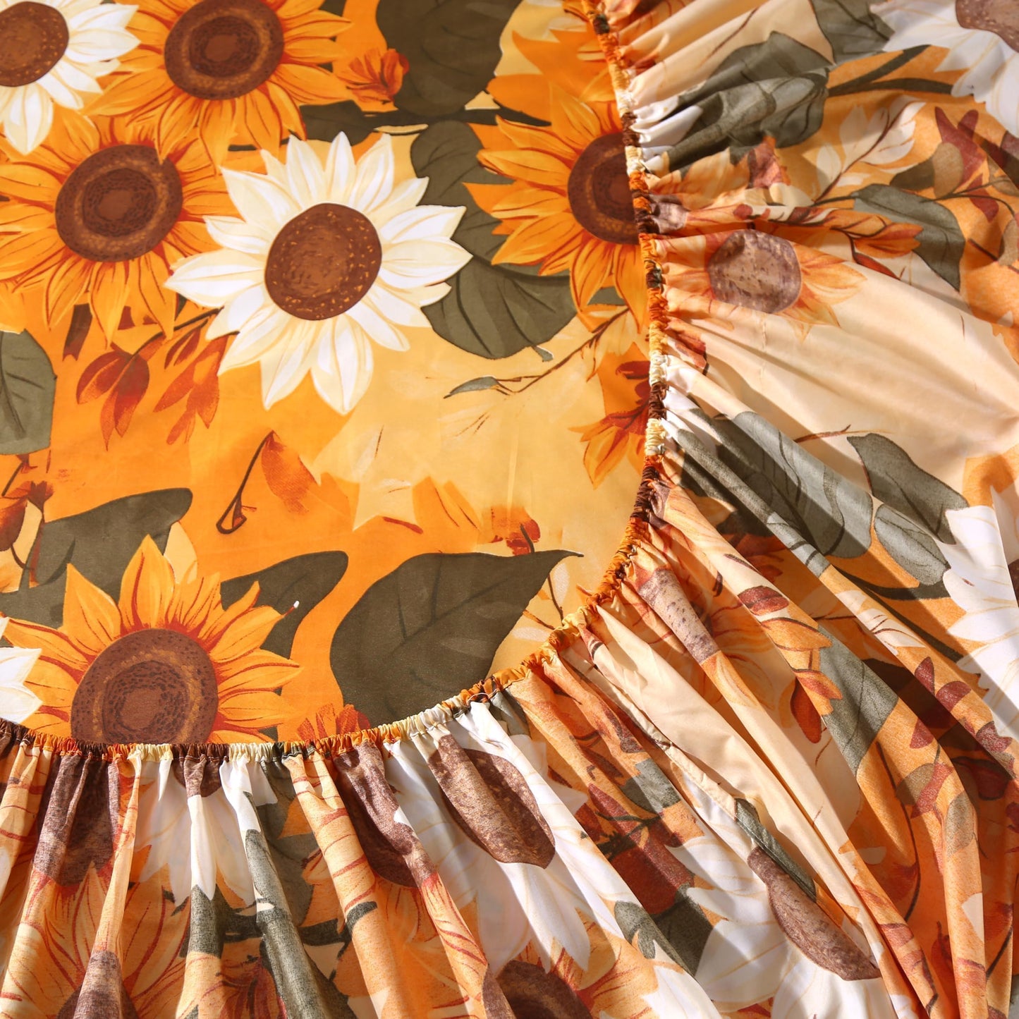 MAG 4Pcs Floral Queen Size Bed Sheets,Floral Microfiber Bedding Sheet Sets,Boho Yellow Sunflowers Pattern,included 1 Fitted Sheet 14''Deep Pocket + 1 Flat Sheet + 2 Pillowcases,Breathable and Wrinkle.