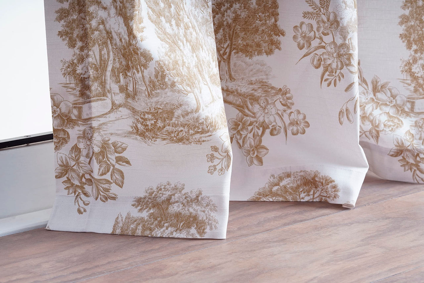 Maison d' Hermine Curtains for Living Room 100% Cotton 96 inch Length One Panel Light Filtering Toile Curtains for Bedroom Windows with Rod and Loop Pockets Drapes (Trianon Bronze, 50" W x 96" L)