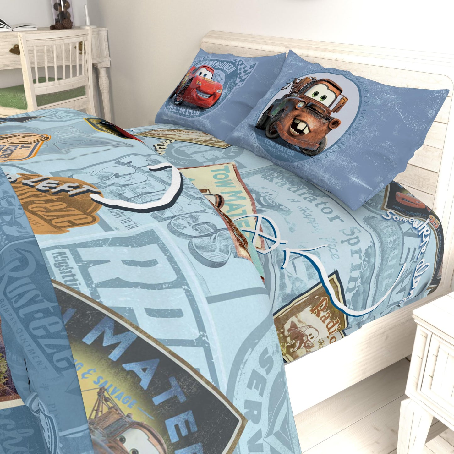Jay Franco Kids Sheet Set with Fitted, Flat Sheets & Pillow Cover - Ultra-Soft Bedding with Pillowcase for Room Decor, Multi - Cars, 4 Piece Full