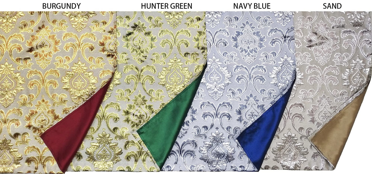 GOHD Samba Star. Jacquard Window Curtain Panel Drape with Attached Fancy Valance and Taffeta Backing. 2pcs Set. Each pc 54" Wide x 90" Drop with 18" Valance. (Hunter Green)