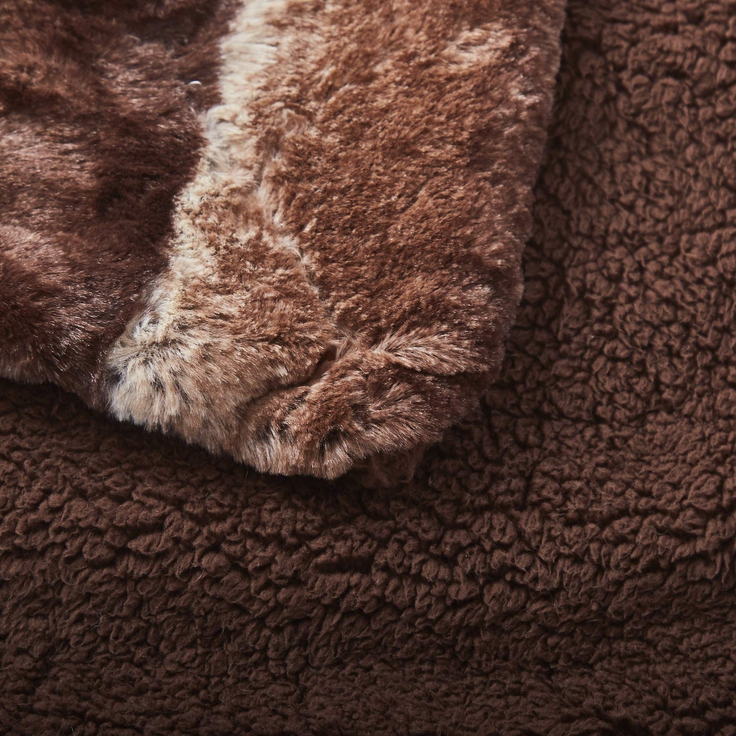Tache Chocolate Golden Brown Striped Throw Super Soft Warm Faux Fur with Brown Sherpa Back Blanket - 63x87
