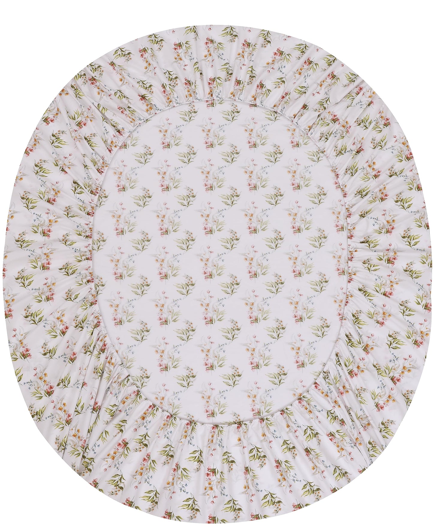 RUVANTI 100% Cotton Percale Sheets Full Size, Floral Bliss