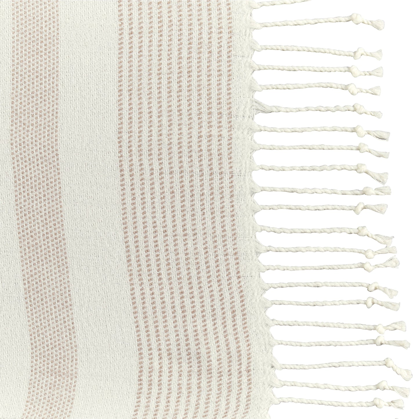 Amazon Brand – Stone & Beam Striped Throw Blanket, Soft and Easy Care, 80" x 60", Fringed, Natural