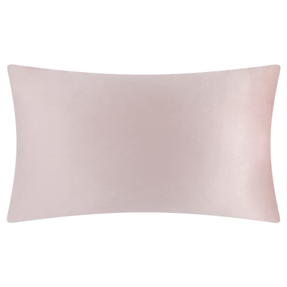 JWH 3D Flower Throw Pillow Cover Decorative Handmade Floral Pillow Case Soft Velvet Pillowcase Lumbar Cushion for Bed Living Room Chair Couch Decor Shams 12x20 Inch Rose Gold