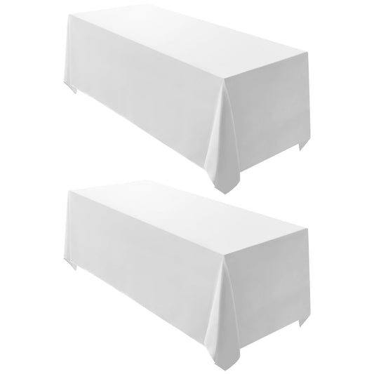 Surmente 2 Pack White Rectangle Tablecloth 90 x 132-inch Rectangular Polyester Table Cloth for Weddings, Banquets, or Restaurants