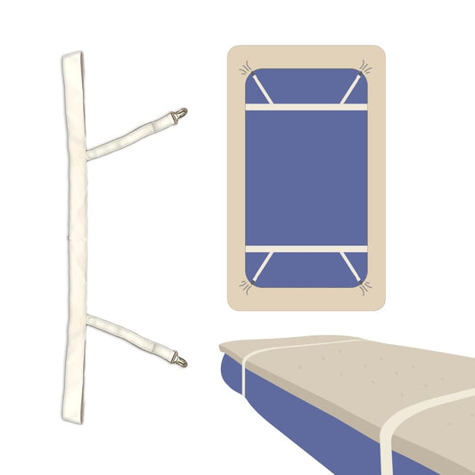 Bedly Straps/College Dorm Essential/Twin XL Certified/Bed Straps That Hold Mattress Topper in Place/Sheet Fastener/Multipurpose Strap w/Clips