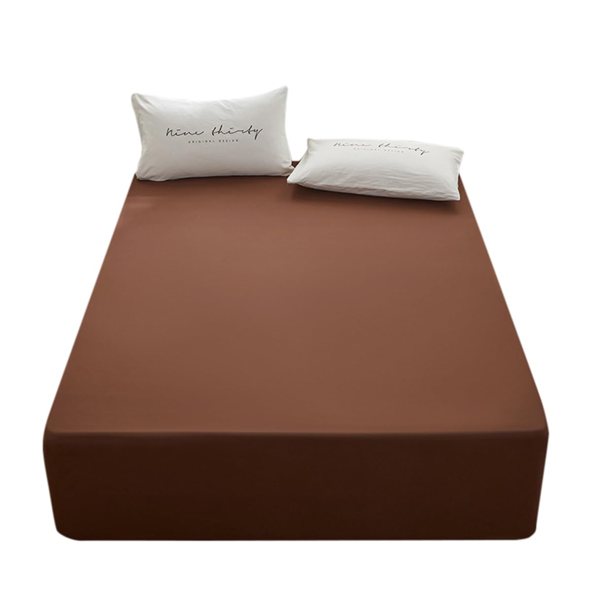 Rushrushlulu Bedding Queen Size Fitted Sheet Only- Bottom Mattress Fitted Sheet-Fits 15inches Deep Mattress Pocket -Soft and Microfibe-Shrinkage and Fade Resistantr-Easy Care-Brown