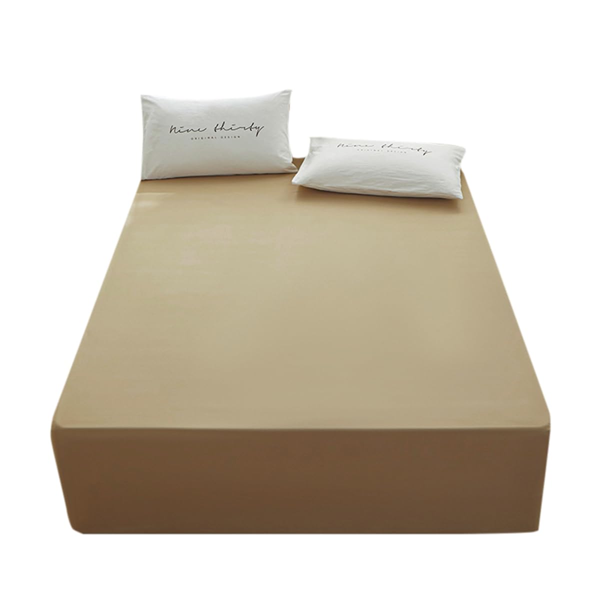 Rushrushlulu Bedding Queen Size Fitted Sheet Only- Bottom Mattress Fitted Sheet-Fits 15inches Deep Mattress Pocket -Soft and Microfibe-Shrinkage and Fade Resistantr-Easy Care-Camel