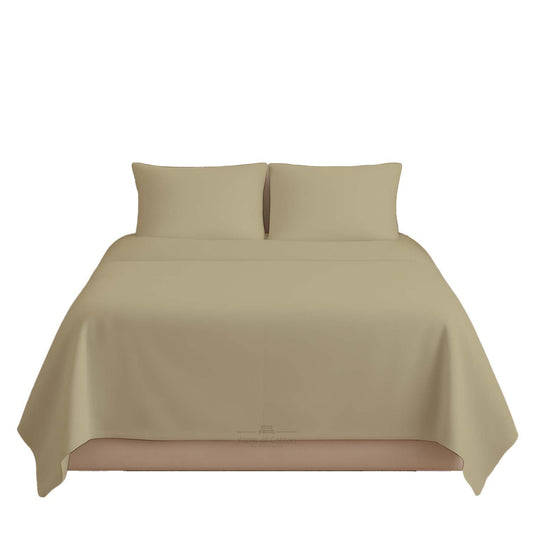 Sleeper Sofa Bed Sheet, 100% Cotton 400 Thread Count, 4 Piece Set, Deep Pocket Fitted Sheet, Soft Wrinkle Free & Breathable, Luxury Hotel Quality, Fits Up to 6 Inch Mattress (Full, Beige)