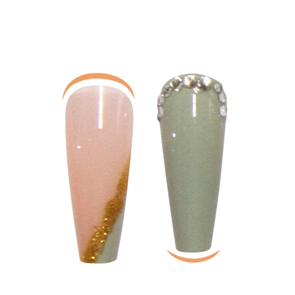 YoYoee Long Fake Nails Acrylic Coffin Press on Nails Full Cover Ballerina False Nails for Women and Girls 24PCS