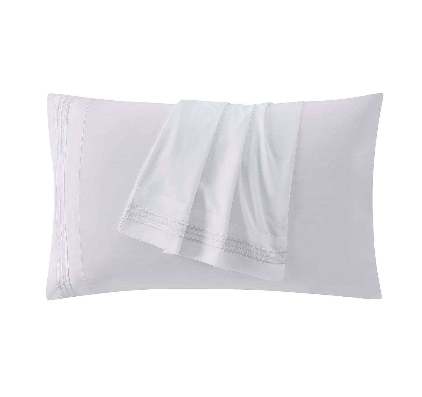 Clara Clark Bed Sheets, Premier 1800 Series 4 Piece Bed Sheet Set, Deep Pocket, Wrinkle, Fade, Stain Resistant, Luxury Soft Bedding Sheets & Pillowcases, Queen, White