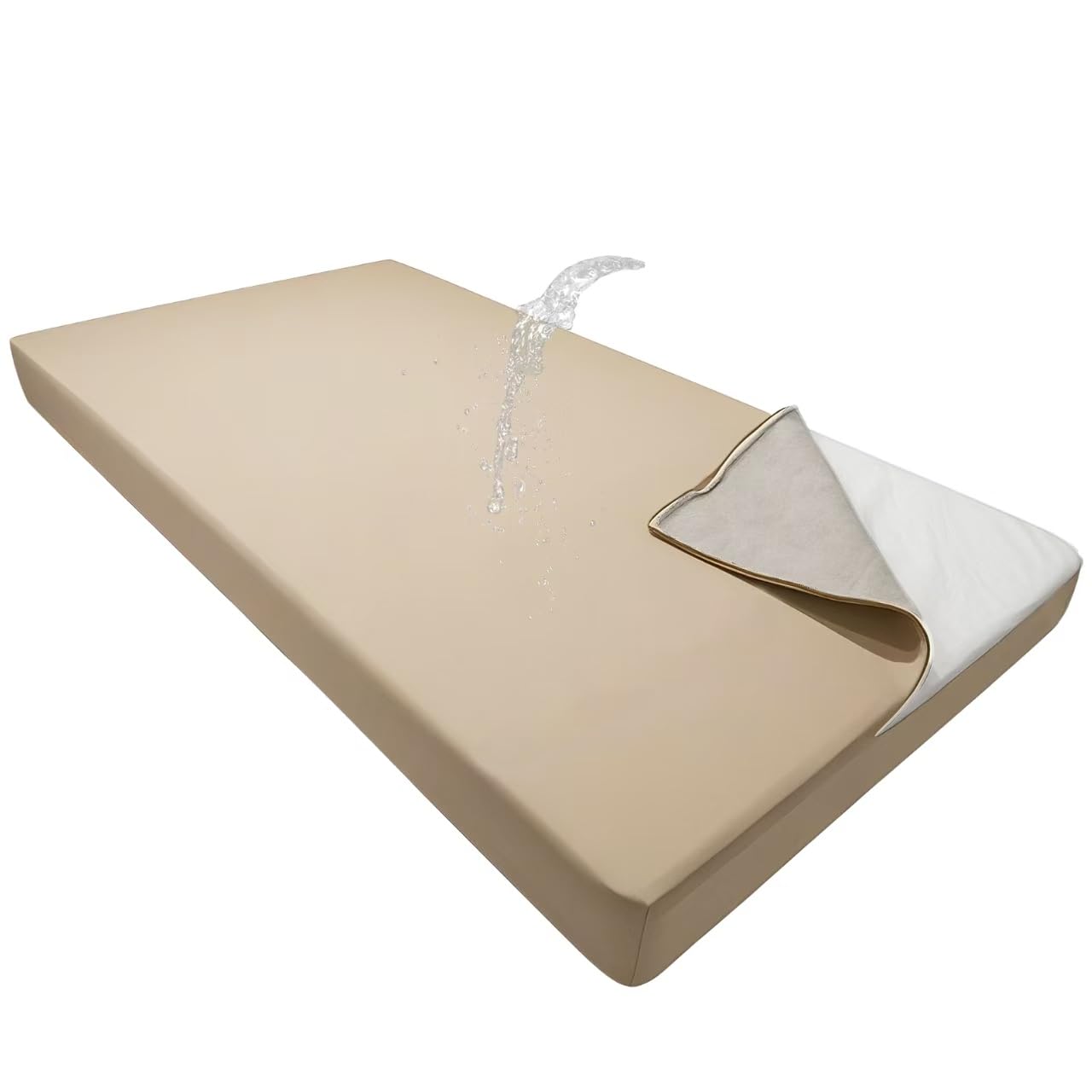Olefin Twin Outdoor Porch Swing Bed Mattress Cover Waterproof, Twin Size Patio Daybed Cushion Covers Fitted Sheet Slipcover with Zipper, Only Cover (Beige, 75 * 39 * 6IN)
