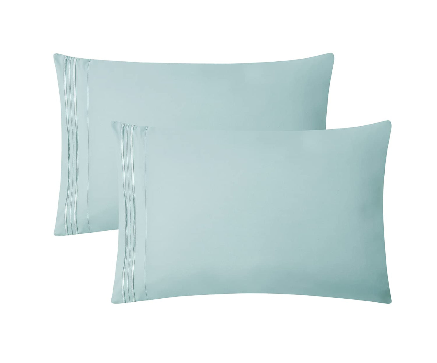 Clara Clark Bed Sheets, Premier 1800 Series 4 Piece Bed Sheet Set, Deep Pocket, Wrinkle, Fade, Stain Resistant, Luxury Soft Bedding Sheets & Pillowcases, Queen, Light Blue Aqua