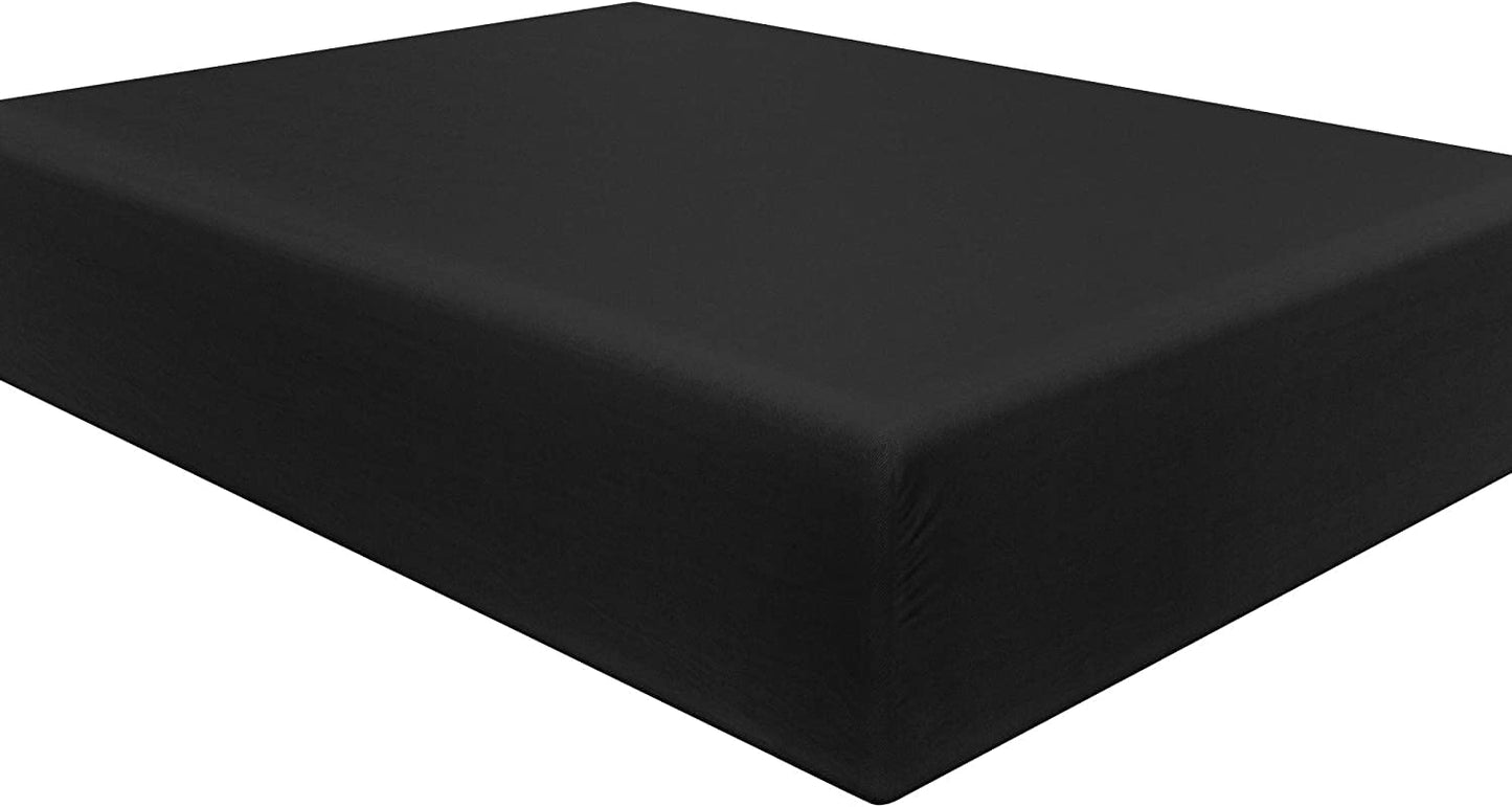 NHNHN Fitted Sheet-Deep Pockets-Soft Microfiber-Easy Care-Shrinkage and Fade Resistant-Fitted Sheets Queen Size for Girl Woman Teens Kids-Only 1 Fitted Sheet (Queen, Black)