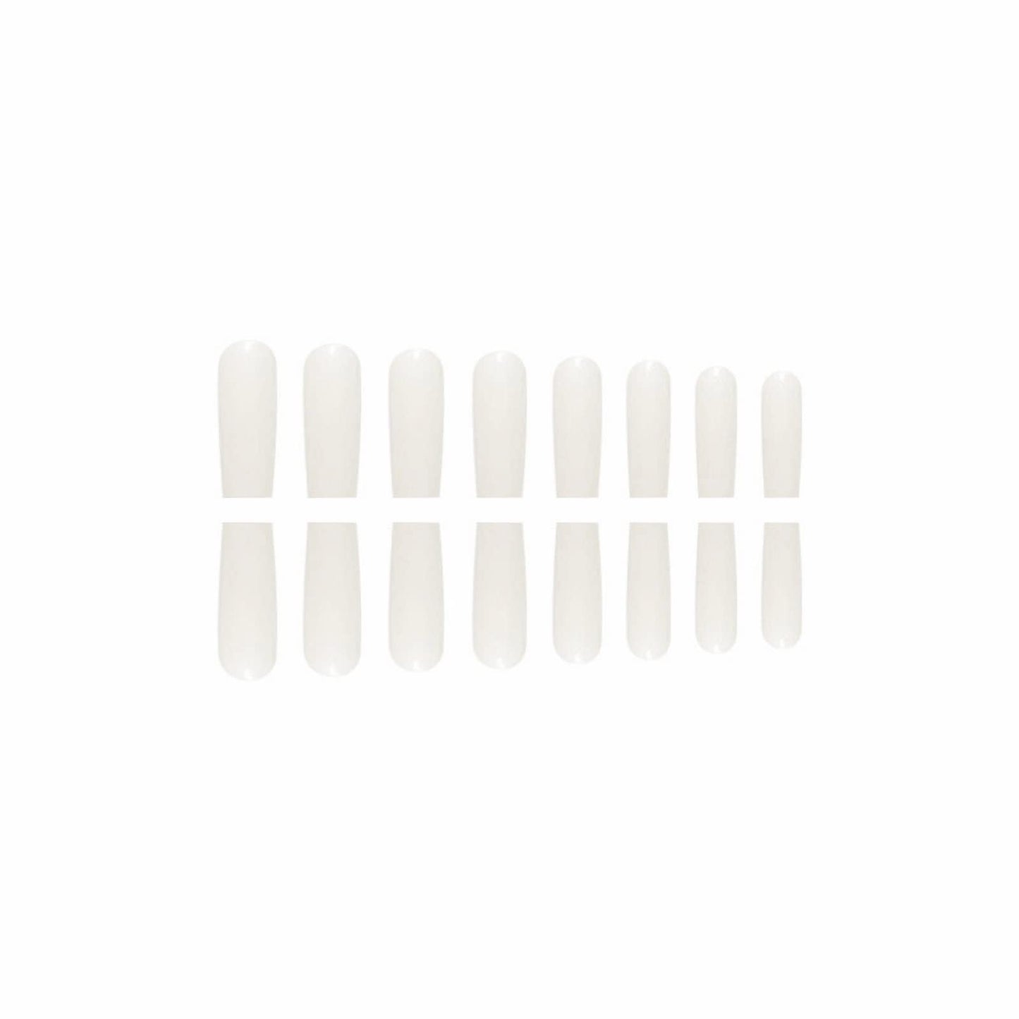 MISUD Press on Nails - Long Square Glue on Nails with White, Acrylic Solid Color Design 24 pcs