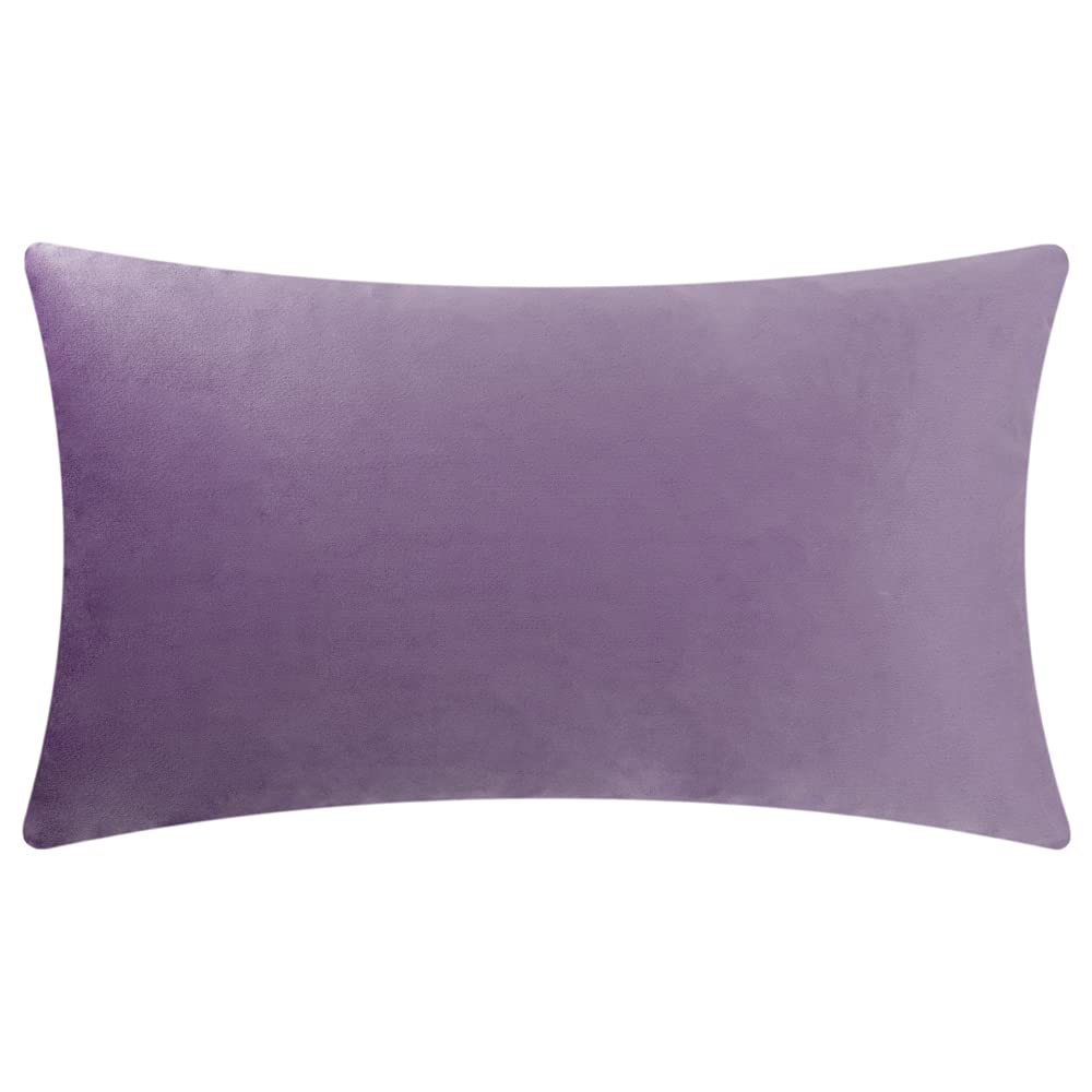 KINGROSE Hand Crafted Stereo Flower Throw Pillow Cover Rectangular Cushion Cover Soft Pillow Case for Sofa Couch Chair Bed Living Room Office 12 x 20 Inches Velvet Purple