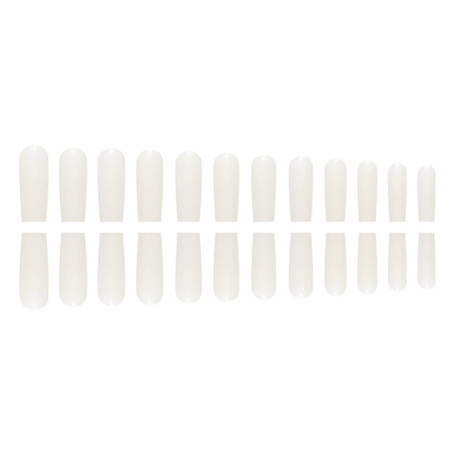 MISUD Press on Nails - Long Square Glue on Nails with White, Acrylic Solid Color Design 24 pcs