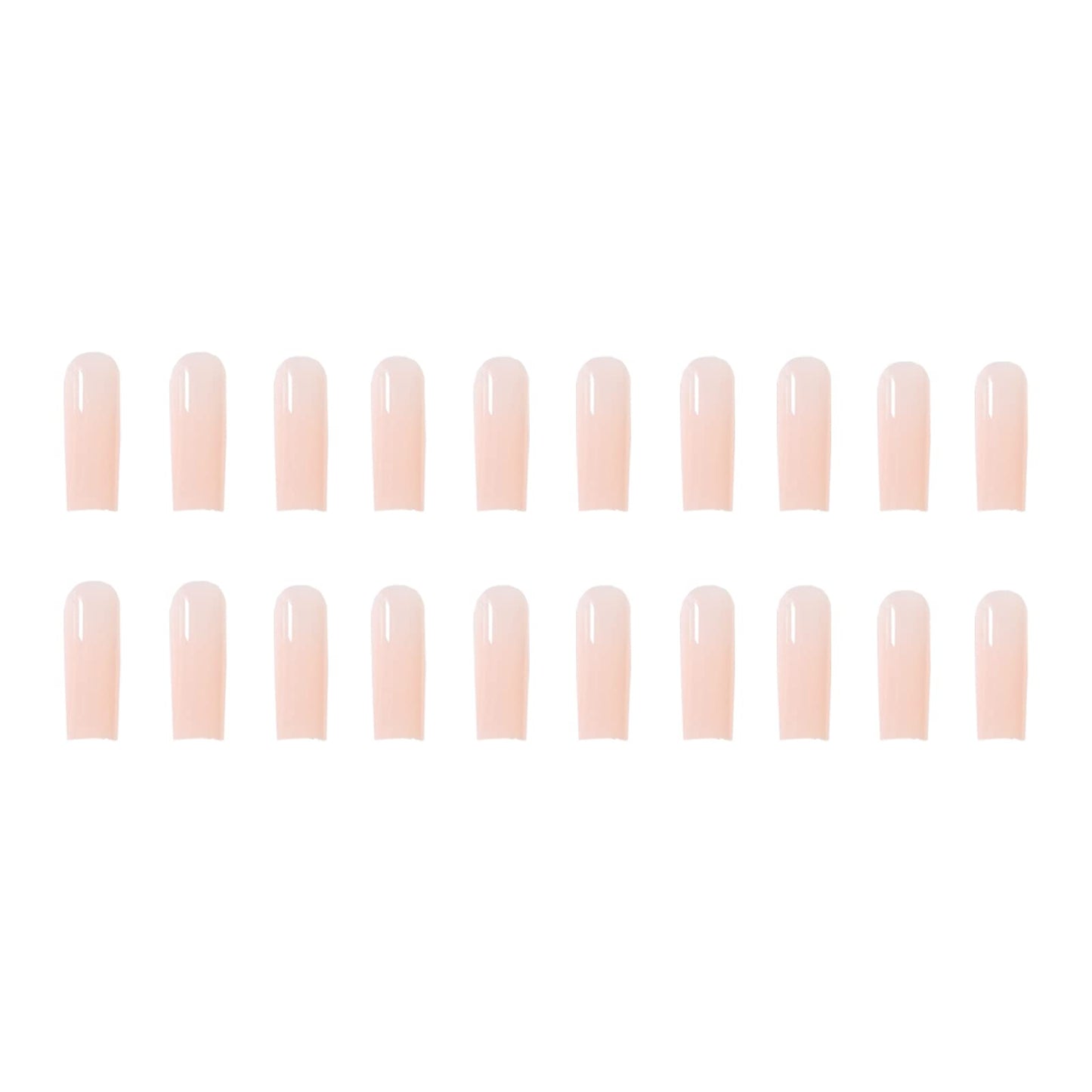 IMSOHOT Long Press Nude Square Shaped Glossy Glue on Nails - Natural Full Cover Acrylic False Nails - 24pcs