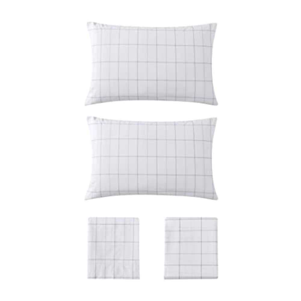 Eddie Bauer - Twin Sheet Set, Cotton Percale Bed Sheets, Crisp & Cool, Ideal Dorm Essentials (Northern Plaid Grey, Twin)