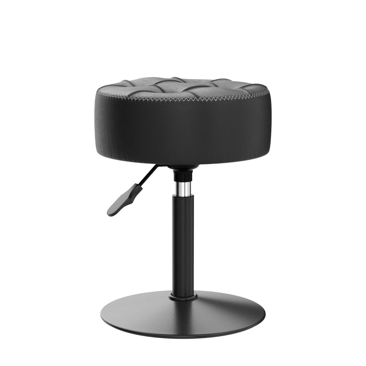 LUE BONA Adjustable Vanity Stool 15.8"-20.7", 360° Swivel Faux Leather Chair, 300lbs Capacity for Makeup Room, Bathroom, Living Room, Black