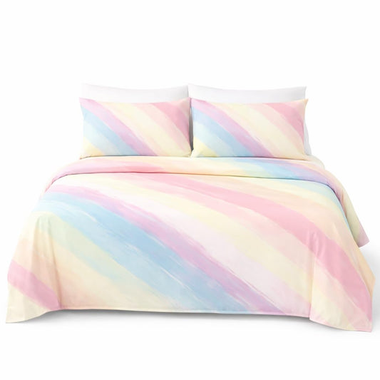 HCORA Floral King Sheet Set, Ultra Soft Double Brushed Microfiber Bed Sheets, Deep Pocket, Breathable, Wrinkle Resistant, Easy Care, 4PC, King
