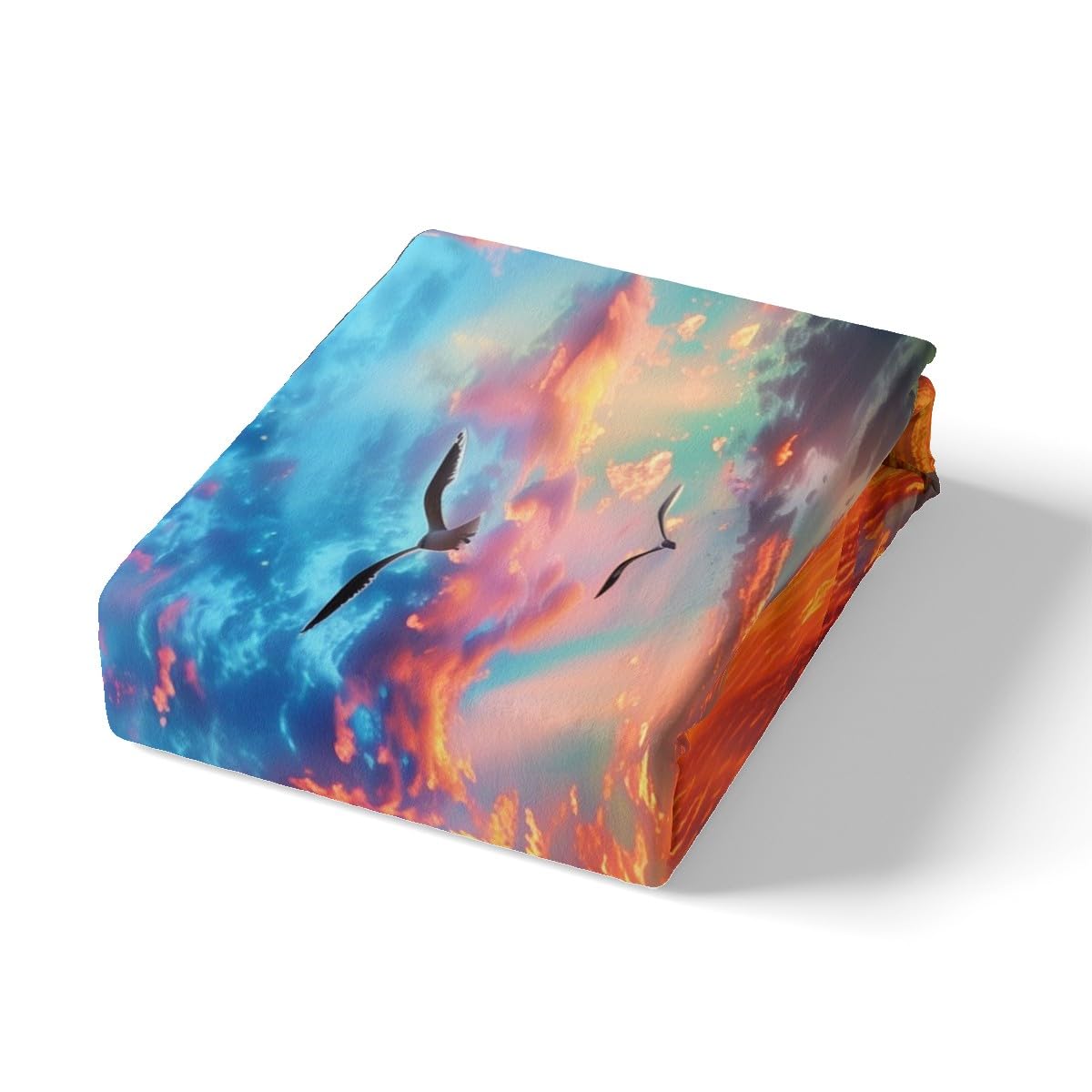 jejeloiu Beach Theme Fitted Sheet Full Size Kids Summer Sea Ocean Sunset Bed Sheets Set for Boys Girls Teens Wave Coastal Natural Scenery Bedding Set Room Decor