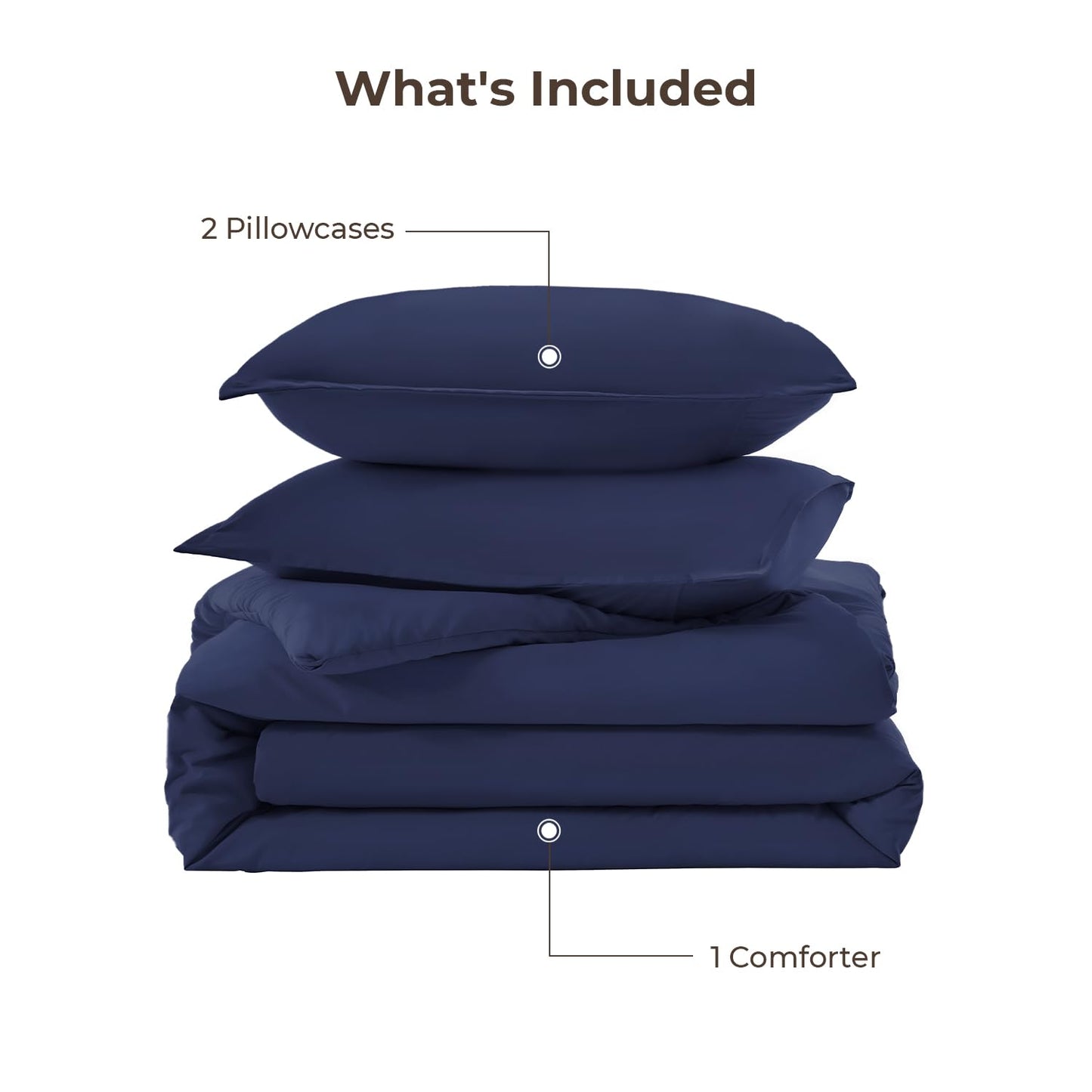 Litanika Navy Blue Comforter Set King Size, 3 Pieces Lightweight Solid Bedding Comforter Set, All Season Fluffy Bed Set (104x90In Comforter & 2 Pillowcases)