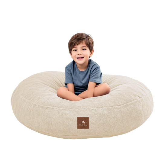 Wonder Space Bean Bag Chair – Soft Foam Filling | Removeable & Washable Cover | Ultra-Soft Plush Fabric - Minimalist Floor Cushion for Kids & Adults, Gaming, Reading and Relaxing, Beige