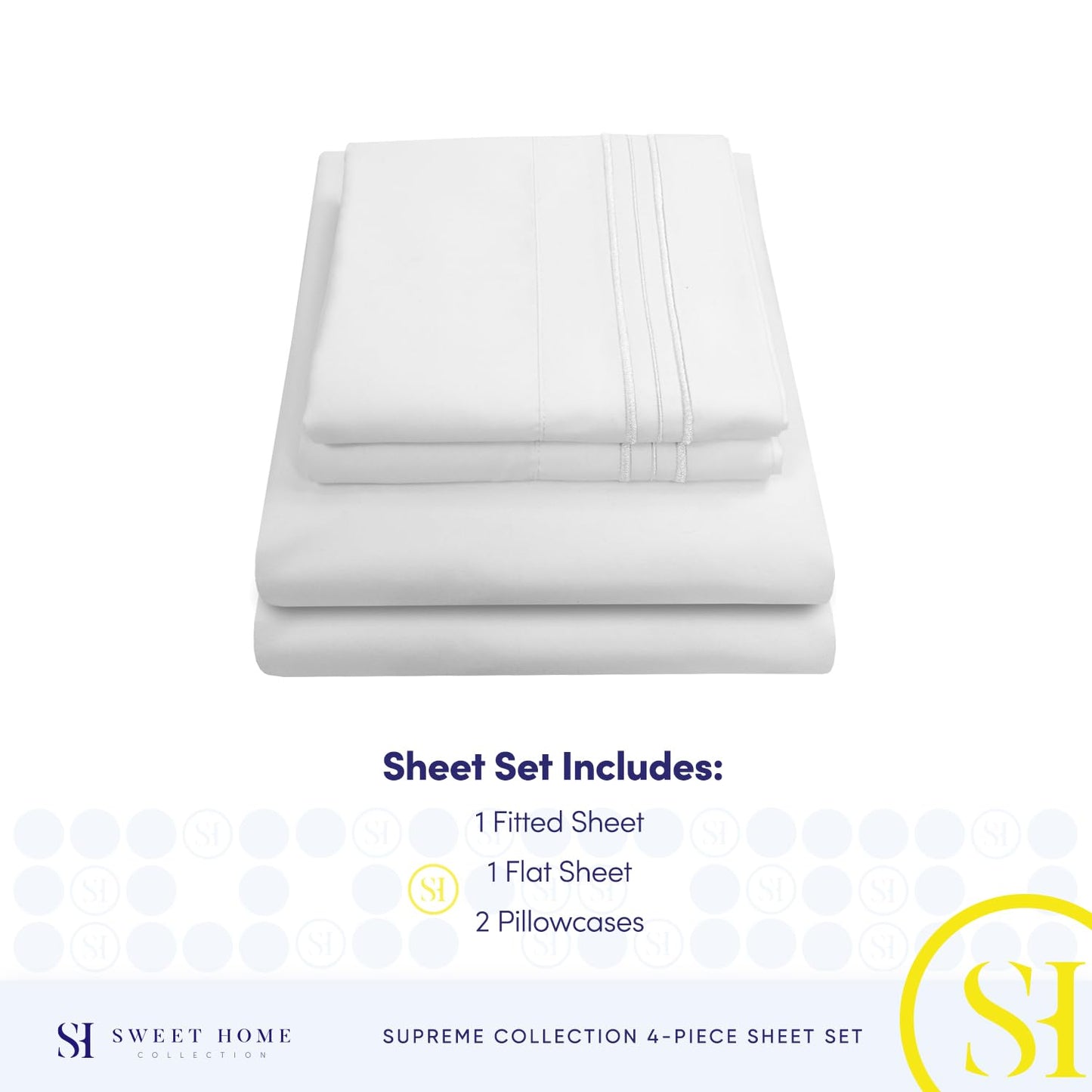 King Size Sheets - Breathable Luxury Bed Sheets with Full Elastic & Secure Corner Straps Built In - 1800 Supreme Collection Extra Soft Deep Pocket Bedding Set, Sheet Set, King, White