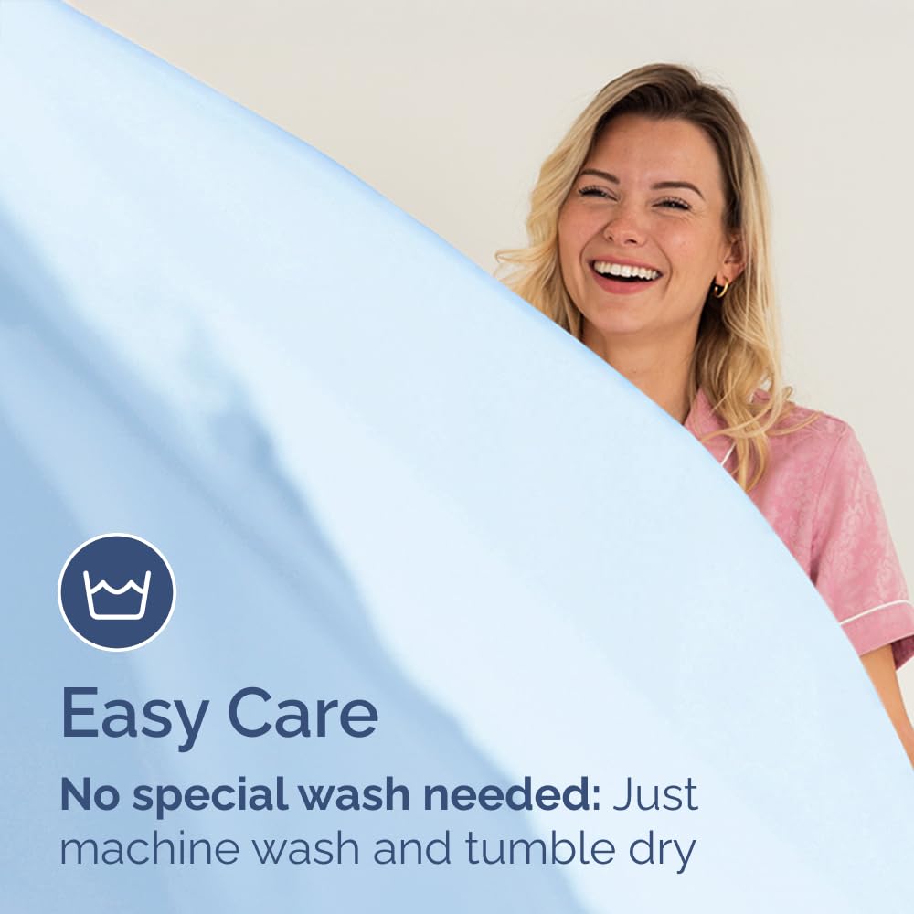 Full Size Fitted Bed Sheet - Pack of 2 Single Fitted Bottom Sheet Only - Fits Mattress Up To 16" Deep Pockets - Extra Soft, Cozy, Breathable & Cooling - Hotel Quality, Fade & Wrinkle Free - Light Blue