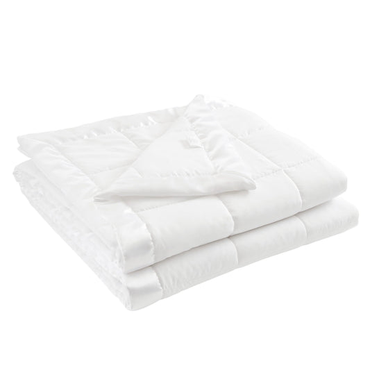 Madison Park Windom Down Alternative Blanket, Premium 3M Scotchgard Moisture Wicking Treatment, Lightweight and Soft Bed Cover For All Season, Satin Trim, White Full/Queen