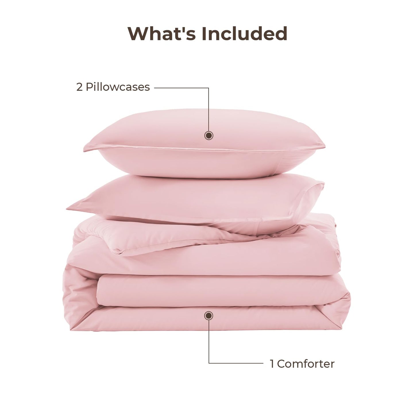 Litanika Pink Comforter Set King Size, 3 Pieces Aesthetic Soft Solid Bedding Comforter Set, All Season Bed Set (104x90In Comforter & 2 Pillowcases)