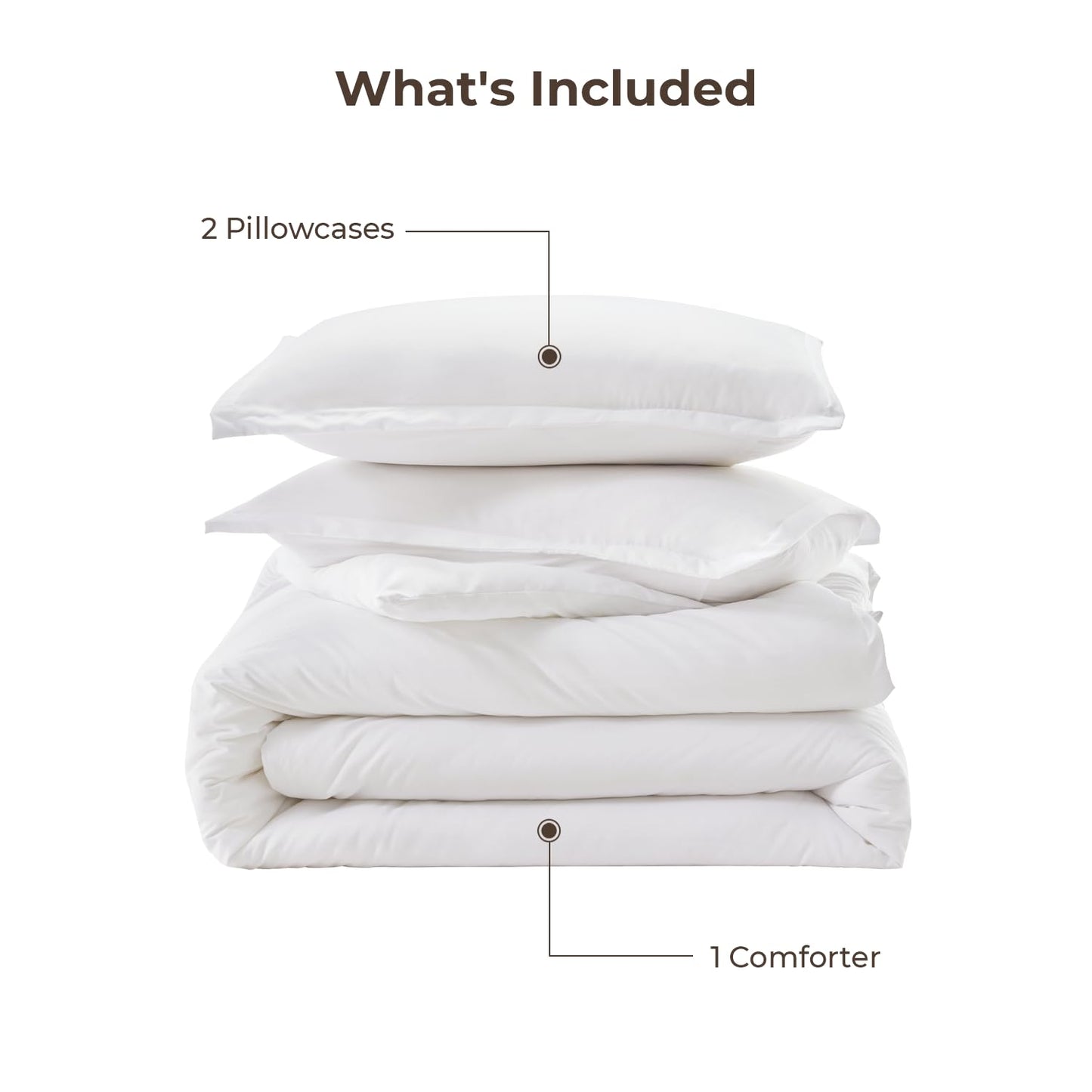 Litanika White Comforter King Size, 3 Pieces Lightweight Solid Bedding Comforter Set, All Season Fluffy Bed Set (104x90In Comforter & 2 Pillowcases)