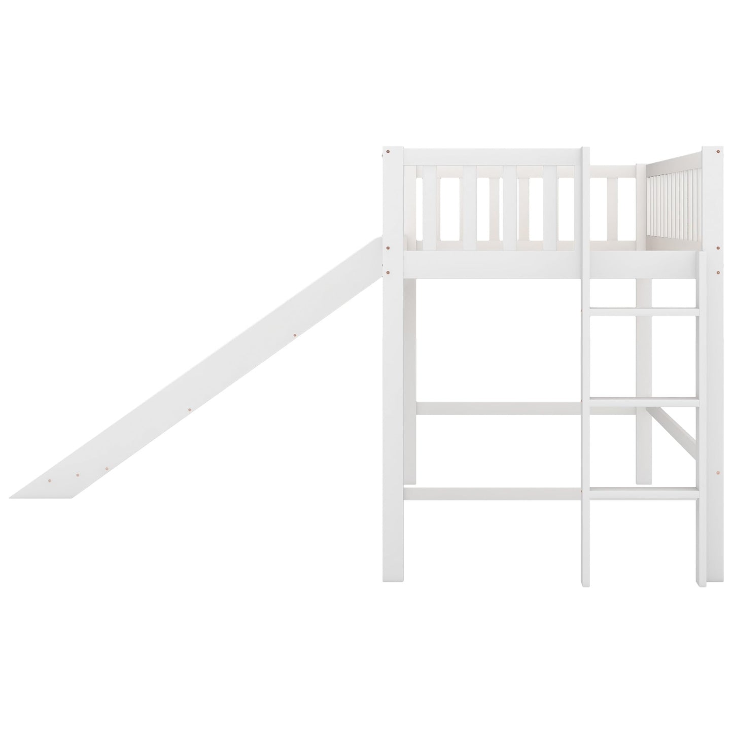 Bellemave Twin Size Low Loft Bed with Slide,Kids Loft Bed with Ladder,Wood Kids Loft Bed Twin Size for Girls Boys,White