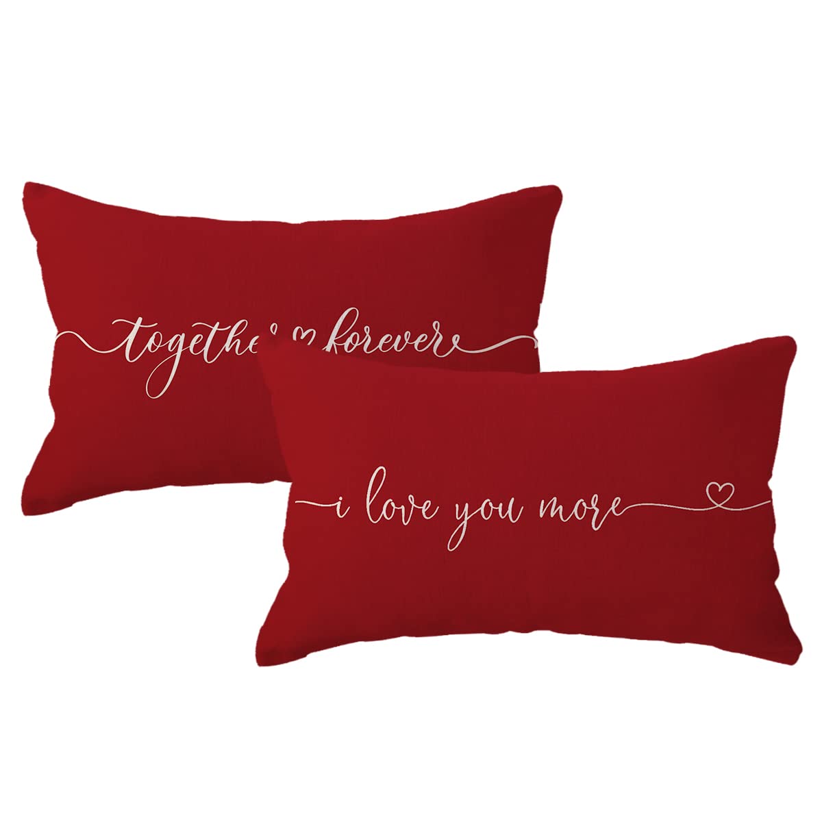 I Love You More Lumbar Throw Pillow Covers Together Forever Gift for Couples/Anniversary/Wedding/Engagement Valentine's Day Love Pillow Cases 12 x 20 Inch Set of 2 for Sofa Bed Couch(Red)