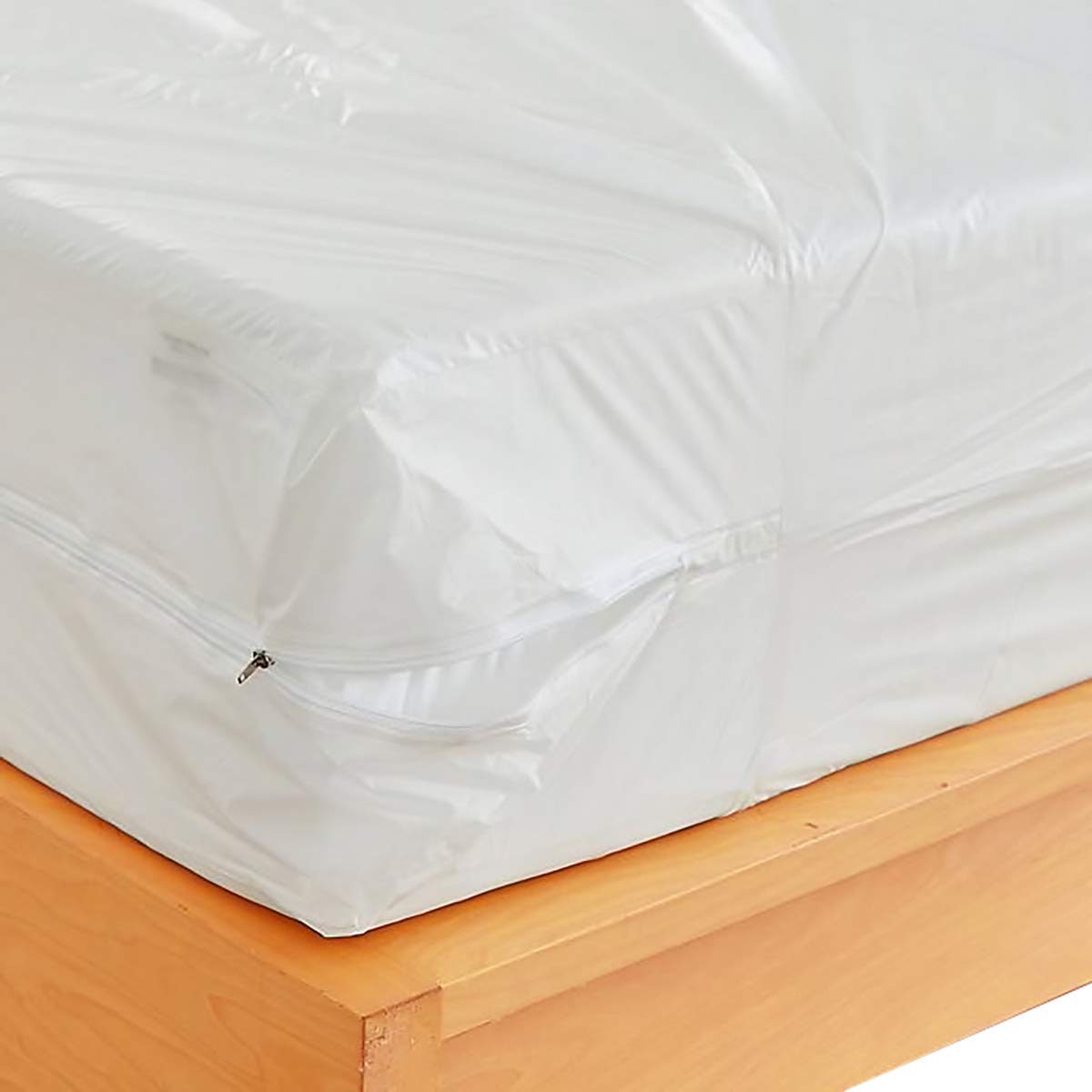 Waterproof Zippered Plastic Mattress Protector Encasement, Vinyl Mattress Bed Cover Proof (Twin)
