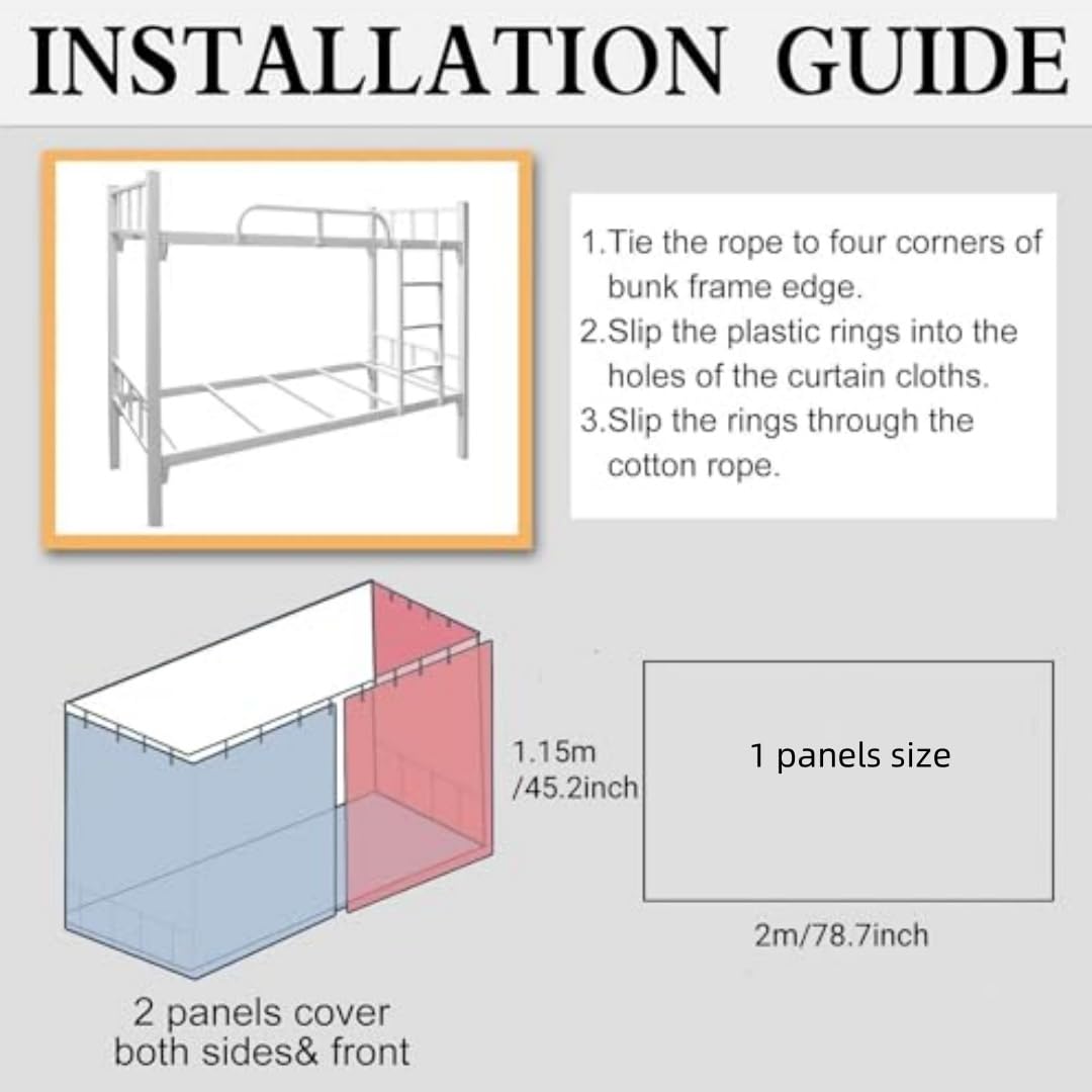 Dorm Bottom Bunk Bed Curtains Privacy Curtains 350g Dustproof Breathable Single Bed Blackout Curtains Panels Privacy Underbed Loft Bed Canopy Tent Curtain Shading Drapes for Dorm College Home 2 panels
