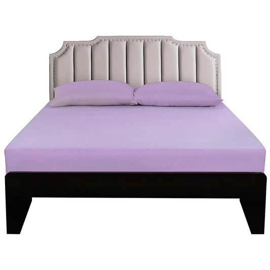 Lirex Cotton Queen Fitted Sheet Only, 300 Thread Count Soft Breathable, 8-10" Deep Pocket Sheet for Hotel Home, Light Purple