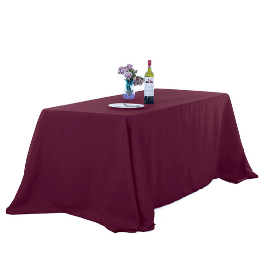Ascoza 2pack 90x156 Inch Burgundy Rectangular Tablecloth 6 Feet Table Cloth in Polyester Fabric for Wedding/Banquet/Restaurant/Parties